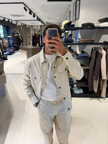 Sovracamicia uomo avorio oversize in twill – Low Brand