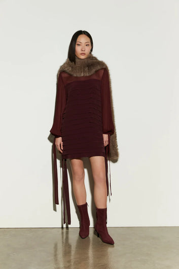 Sciarpa marrone con bordo soffice – Isabelle Blanche