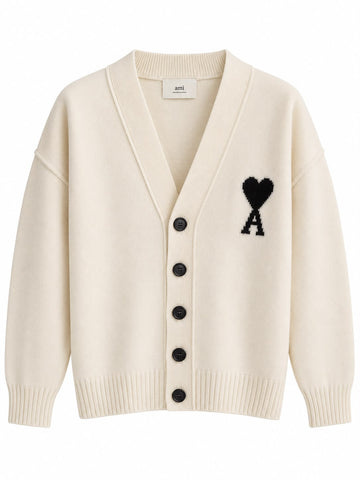 Cardigan Ami de Cœur in lana bianca – Ami Paris