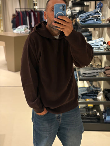 Felpa con cappuccio in cashmere e lana merino uomo Marrone – Daniele Fiesoli
