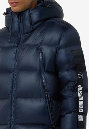 Giubbotto uomo blu con cappuccio con zip – Outhere