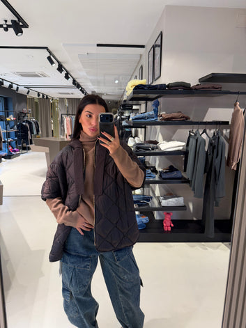 Giubbino donna marrone a collo alto trapuntato – Please