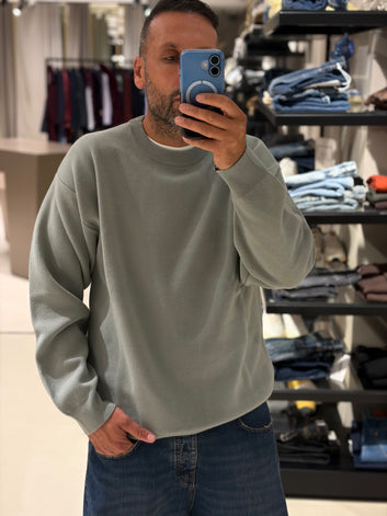 Maglia uomo girocollo in cashmere e lana merino piquet – Daniele Fiesoli