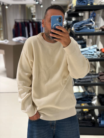 Maglia uomo girocollo in cashmere e lana merino piquet – Daniele Fiesoli