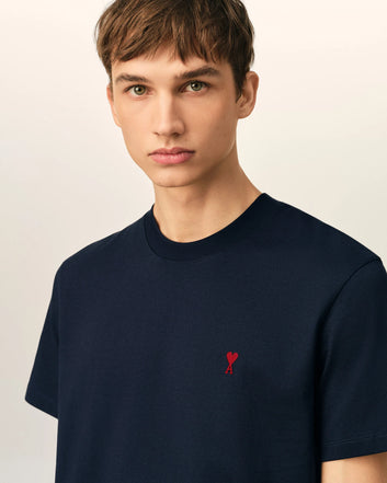 T-shirt Ami de Cœur in cotone blu– Ami Paris