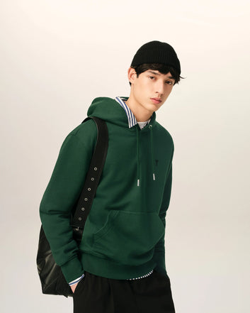 Felpa con cappuccio Ami de Cœur in cotone verde – Ami Paris