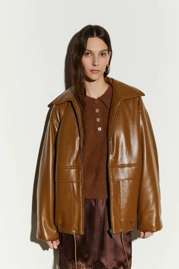 Giubbino donna con coulisse in ecopelle – Isabelle Blanche