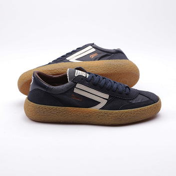 Sneakers uomo blu in nylon cerato e microsuede – Puraai