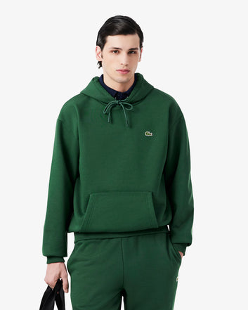 Felpa uomo verde con cappuccio in cotone felpato – Lacoste