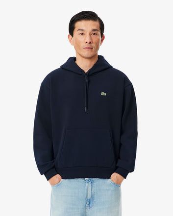 Felpa uomo blu con cappuccio in cotone felpato – Lacoste