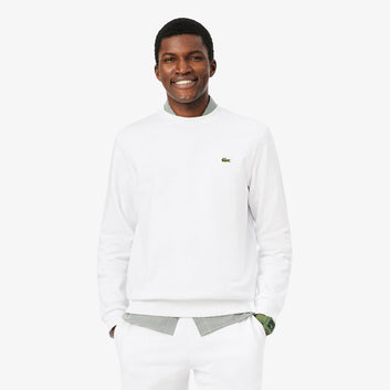 Felpa uomo bianca in cotone felpato – Lacoste