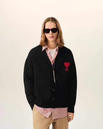 Cardigan Ami de Cœur in lana nera – Ami Paris