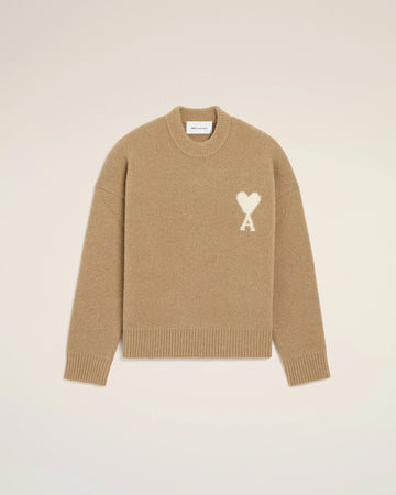 Maglione girocollo Ami de Cœur in alpaca beige – Ami Paris