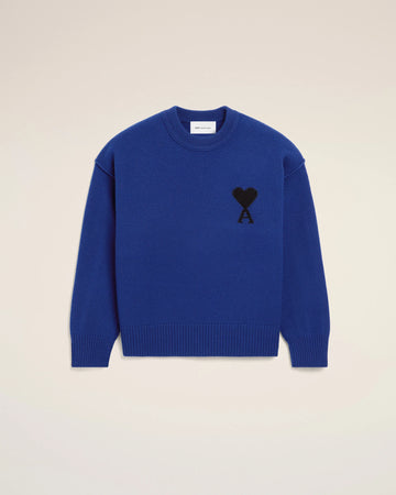 Maglione girocollo Ami de Cœur in lana blu – Ami Paris