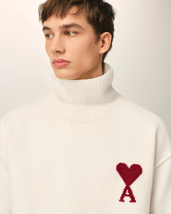 Maglia uomo bianca con piccolo cuore rosso – Ami Paris